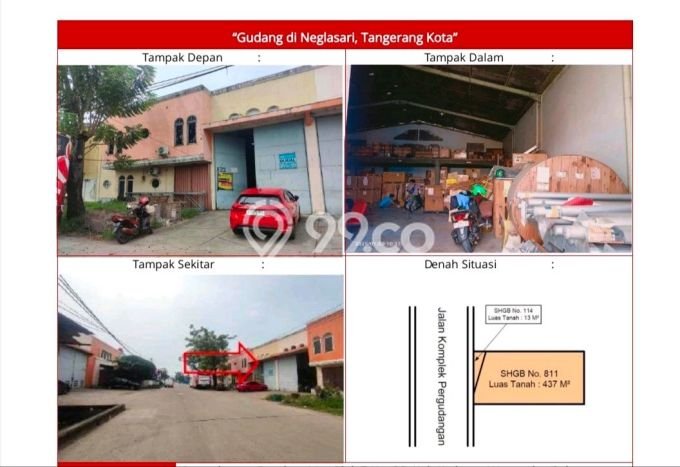 Dijual! Gudang di Tangerang Kota Tangerang LT 450m2 / LB 380m2 Kawasan Strategis Dijual! Gudang di Tangerang Kota Tangerang LT 450m2 / LB 380m2 Kawasan Strategis