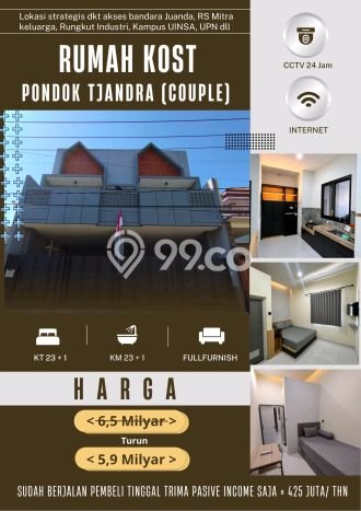 Cocok Untuk Investasi! For Sale Kost di Pondok Tjandra 23 Kamar Cocok Untuk Investasi! For Sale Kost di Pondok Tjandra 23 Kamar