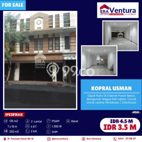 AREA PREMIUM! Ruko Kawasan Malang Kota, Luas 250m2m², Kawasan Bisnis AREA PREMIUM! Ruko Kawasan Malang Kota, Luas 250m2m², Kawasan Bisnis
