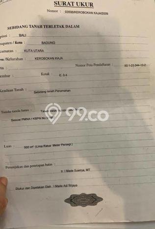 Kavling Tanah untuk Dijual di Kerobokan, Badung, Luas 500m2 Kavling Tanah untuk Dijual di Kerobokan, Badung, Luas 500m2