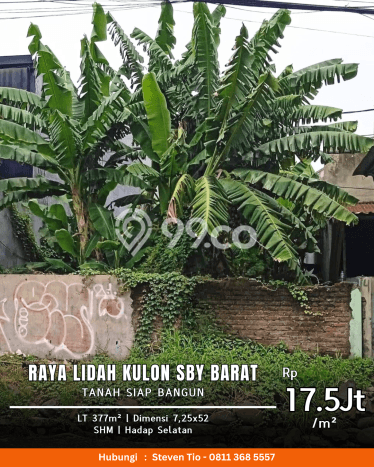 Dijual Tanah di Wiyung Surabaya Luas 377m2 SHM Dijual Tanah di Wiyung Surabaya Luas 377m2 SHM