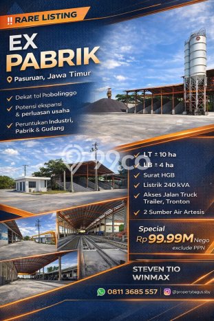 Gudang Bagus Dijual LB 40000m2 Lokasi Strategis Probolinggo Area Cocok untuk Berbisnis Gudang Bagus Dijual LB 40000m2 Lokasi Strategis Probolinggo Area Cocok untuk Berbisnis