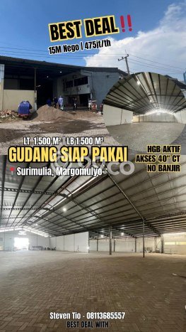 Gudang Dijual di Surabaya LT 1500m2 & LB 1500m2 Lokasi Terbaik! Gudang Dijual di Surabaya LT 1500m2 & LB 1500m2 Lokasi Terbaik!