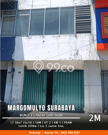 Ruko Kawasan Margomulyo, Luas 150m2m², Kawasan Bisnis, Strategis Ruko Kawasan Margomulyo, Luas 150m2m², Kawasan Bisnis, Strategis