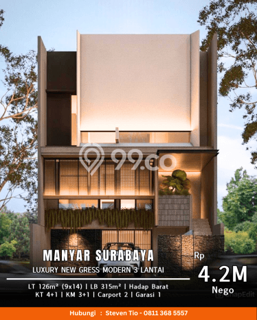 Ready to Use! Premium House LT 126m2 Desain Elegan di Manyar Ready to Use! Premium House LT 126m2 Desain Elegan di Manyar