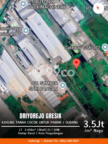 HOT DEAL! Tanah di Driyorejo, Luas 2430m2m², Area Strategis HOT DEAL! Tanah di Driyorejo, Luas 2430m2m², Area Strategis