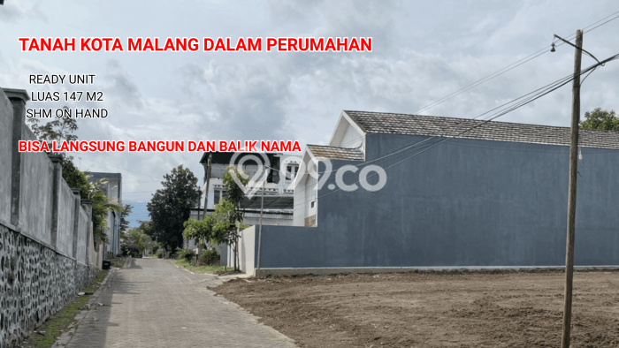 Dijual Tanah di Malang, Luas 147m2 SHM Dijual Tanah di Malang, Luas 147m2 SHM