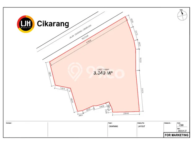 Tanah Dijual Lokasi Cikarang Selatan, Bekasi dengan Luas Tanah 3340m2 dan Status - Tanah Dijual Lokasi Cikarang Selatan, Bekasi dengan Luas Tanah 3340m2 dan Status -