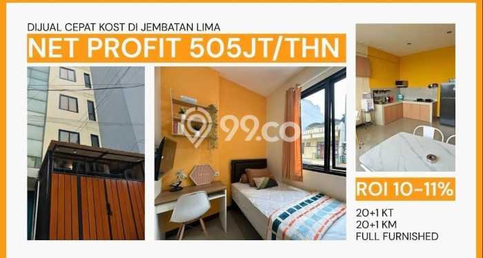 Kost untuk Dijual di Jembatan Lima Punya 20 Kamar Kost untuk Dijual di Jembatan Lima Punya 20 Kamar