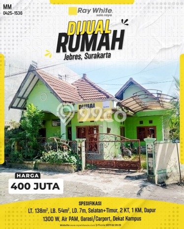 Jual Rumah Murah Meriah Jebres Punya 2 Kamar & LT 138m2 Jual Rumah Murah Meriah Jebres Punya 2 Kamar & LT 138m2