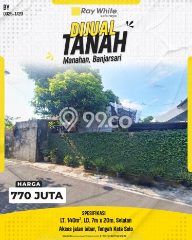 Tanah Strategis Dijual di Manahan Solo 140m2 Tanah Strategis Dijual di Manahan Solo 140m2