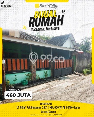 Jual Rumah Harga Miring Kartasura Punya 2 Kamar & LT 90m2 Jual Rumah Harga Miring Kartasura Punya 2 Kamar & LT 90m2