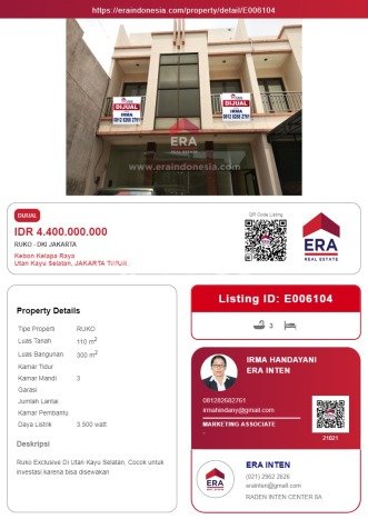 Ruko Dijual di Jakarta Timur LT 110m2 & LB 300m2 Lokasi Terbaik! Ruko Dijual di Jakarta Timur LT 110m2 & LB 300m2 Lokasi Terbaik!