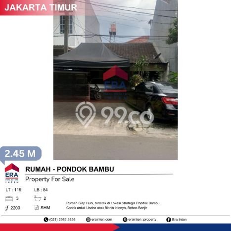 Jual Rumah Eksklusif 3 KT di Pondok Bambu, Jakarta Timur Jual Rumah Eksklusif 3 KT di Pondok Bambu, Jakarta Timur