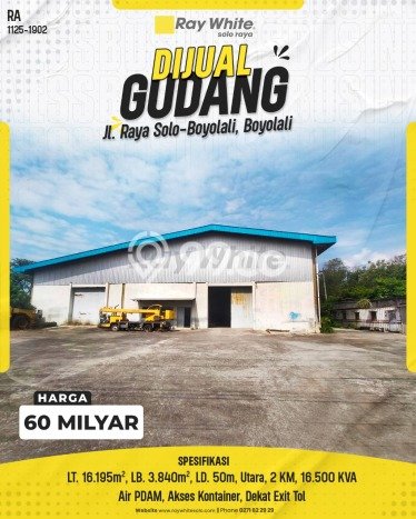 Unit Gudang Dijual di Mojosongo Boyolali 3840m2 Unit Gudang Dijual di Mojosongo Boyolali 3840m2
