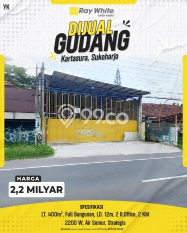 Lokasi Strategis! Dijual Gudang Bisnis di Kartasura, Sukoharjo Kondisi Baik Lokasi Strategis! Dijual Gudang Bisnis di Kartasura, Sukoharjo Kondisi Baik