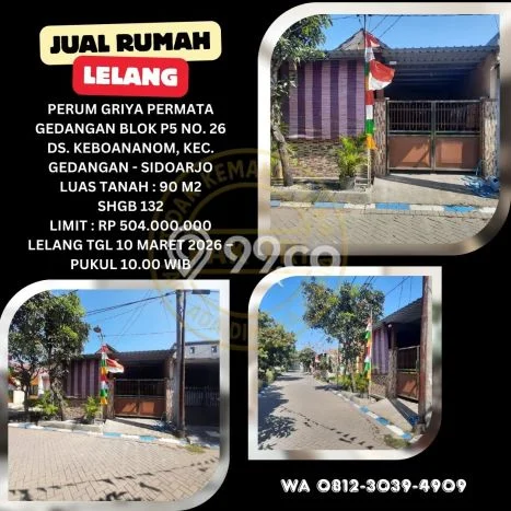 Jual Rumah Bagus Siap Huni LB 70m2 di Gedangan, Sidoarjo Jual Rumah Bagus Siap Huni LB 70m2 di Gedangan, Sidoarjo