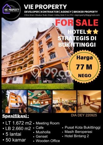 Jual Hotel Kawasan Strategis di , Luas 2660m2m², Jalan Utama Jual Hotel Kawasan Strategis di , Luas 2660m2m², Jalan Utama