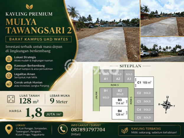 Tanah Dijual Lokasi Pengasih, Kulon Progo dengan Luas Tanah 128m2 dan Status SHM Tanah Dijual Lokasi Pengasih, Kulon Progo dengan Luas Tanah 128m2 dan Status SHM