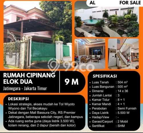 For Sale! Premium House LT 504m2 Desain Elegan di Cipinang For Sale! Premium House LT 504m2 Desain Elegan di Cipinang