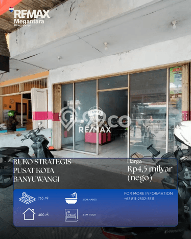 Ruko Dijual di Banyuwangi LT 765m2, LB 400m2 Solusi Investasi Cerdas Ruko Dijual di Banyuwangi LT 765m2, LB 400m2 Solusi Investasi Cerdas