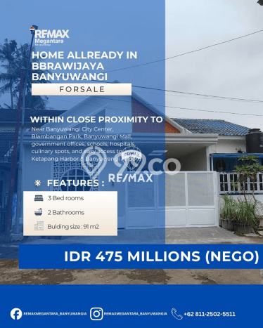 Jual Rumah Siap Huni di Banyuwangi Banyuwangi Harga Rp 475 Juta LT 91m2 Jual Rumah Siap Huni di Banyuwangi Banyuwangi Harga Rp 475 Juta LT 91m2