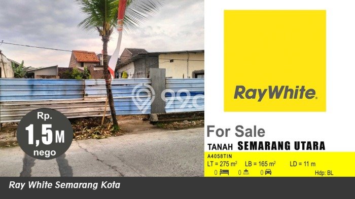 Tanah Dijual Lokasi Semarang Utara, Semarang Luas 275m2 Legalitas Aman Tanah Dijual Lokasi Semarang Utara, Semarang Luas 275m2 Legalitas Aman