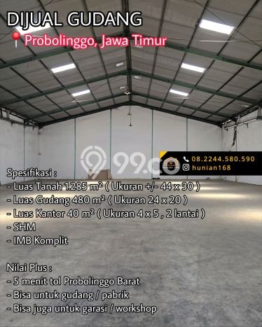 Dijual! Gudang di Probolinggo Probolinggo LT 1285m2 / LB 520m2 Kawasan Bisnis Dijual! Gudang di Probolinggo Probolinggo LT 1285m2 / LB 520m2 Kawasan Bisnis