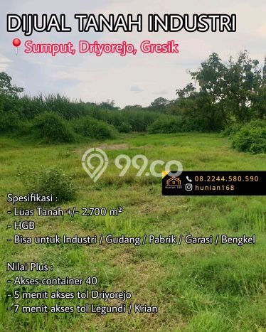 Tanah Kavling untuk Dijual di Driyorejo Gresik 2700m2 Tanah Kavling untuk Dijual di Driyorejo Gresik 2700m2