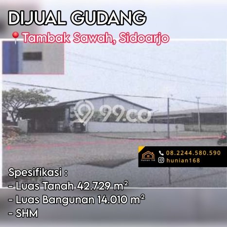 Unit Gudang Dijual di Waru Sidoarjo Luas Tanah 12820m2, Luas Bangunan 12820m2 Unit Gudang Dijual di Waru Sidoarjo Luas Tanah 12820m2, Luas Bangunan 12820m2