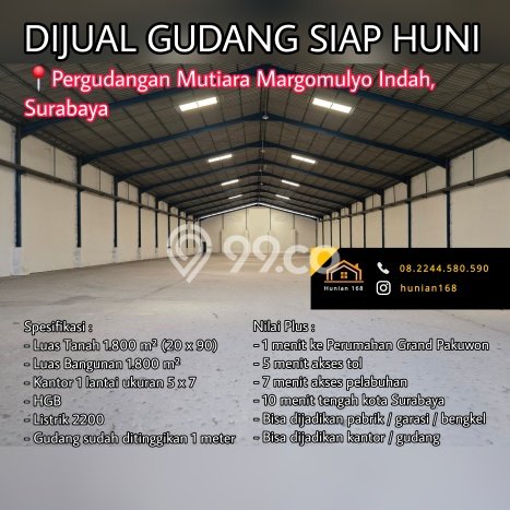 Paling Dicari! Gudang Dijual di Margomulyo Harga Kompetitif Paling Dicari! Gudang Dijual di Margomulyo Harga Kompetitif