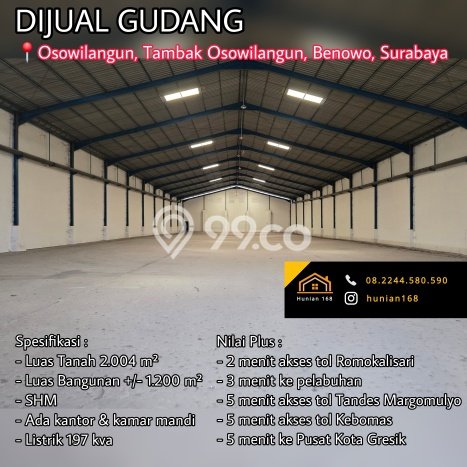 Area Ramai! Gudang Dijual di Benowo untuk Bisnis Luas Bangunan 1200m2 Area Ramai! Gudang Dijual di Benowo untuk Bisnis Luas Bangunan 1200m2