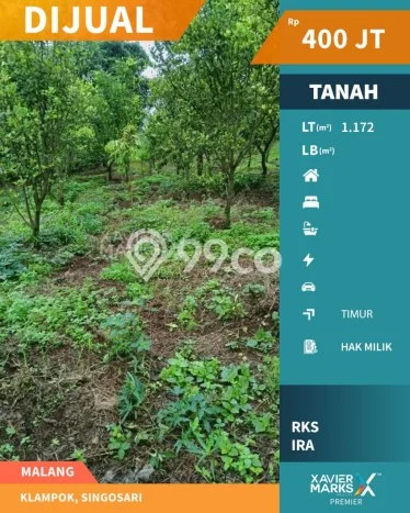 Lahan Strategis di Singosari Dijual dengan Luas 1172m2 Lahan Strategis di Singosari Dijual dengan Luas 1172m2