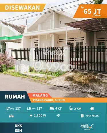 Lokasi strategis! Rumah siap huni dikontrakkan di Sukun LB 137m2 Lokasi strategis! Rumah siap huni dikontrakkan di Sukun LB 137m2