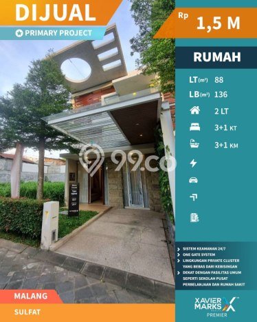 Rumah LT 88m2m² / LB 136m2m² Lokasi Premium di Blimbing, Malang Rumah LT 88m2m² / LB 136m2m² Lokasi Premium di Blimbing, Malang
