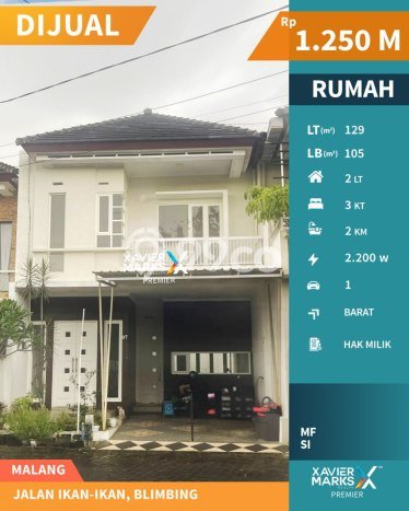 Rumah Terawat di Blimbing, Malang, LT 129m2m², Luas Bangunan 105m2m² Rumah Terawat di Blimbing, Malang, LT 129m2m², Luas Bangunan 105m2m²