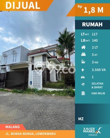Rumah 3 KT 3 KM di Kawasan Lowokwaru, Malang Rumah 3 KT 3 KM di Kawasan Lowokwaru, Malang