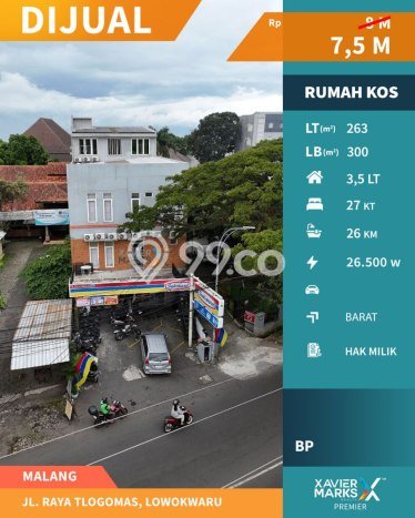 FOR SALE Kost 27 Kamar, 26 Kamar Mandi di Lowokwaru, Malang, Luas 300m2 FOR SALE Kost 27 Kamar, 26 Kamar Mandi di Lowokwaru, Malang, Luas 300m2