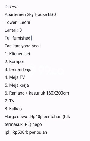 Apartemen Minimalis untuk Disewa, 1 Kamar di Tangerang Apartemen Minimalis untuk Disewa, 1 Kamar di Tangerang