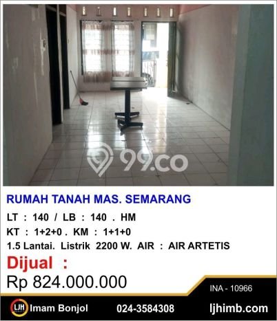 Dijual Hunian Rumah Nyaman 3 KT di Tanah Mas, Semarang Dijual Hunian Rumah Nyaman 3 KT di Tanah Mas, Semarang