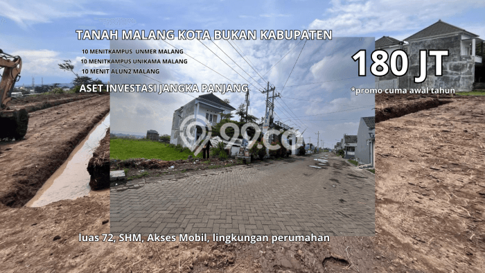 Untuk Dijual Tanah di Malang, Luas 72m2 SHM Untuk Dijual Tanah di Malang, Luas 72m2 SHM