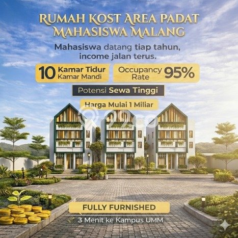 Dijual Rumah Kost di Malang Kota, Malang, 10 KT, 10 KM, Bangunan 140m2 Dijual Rumah Kost di Malang Kota, Malang, 10 KT, 10 KM, Bangunan 140m2