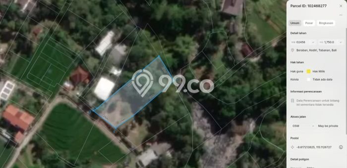 Tanah Lokasi Strategis Kawasan Kediri, Luas 1750m², Kawasan Asri, Dekat Kediri, Tabanan, Tabanan Tanah Lokasi Strategis Kawasan Kediri, Luas 1750m², Kawasan Asri, Dekat Kediri, Tabanan, Tabanan