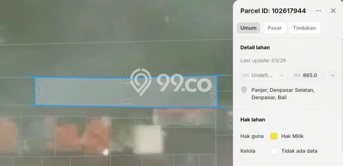 Lahan Dijual Lokasi Strategis di Denpasar dengan Luas 865m2 Lahan Dijual Lokasi Strategis di Denpasar dengan Luas 865m2