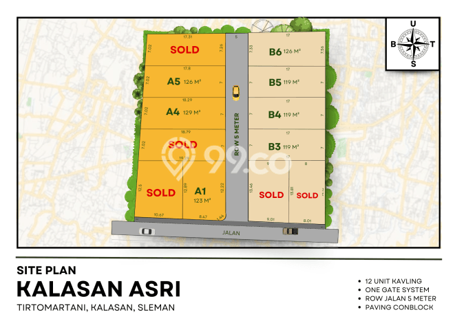 Tanah Kavling untuk Dijual di Kalasan Sleman 119m2 Tanah Kavling untuk Dijual di Kalasan Sleman 119m2
