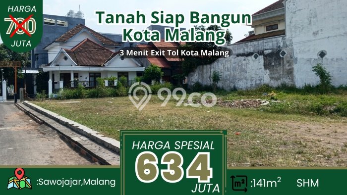 LOKASI STRATEGIS! Tanah di Sawojajar, Luas 141m2m², Pinggir Jalan Raya LOKASI STRATEGIS! Tanah di Sawojajar, Luas 141m2m², Pinggir Jalan Raya