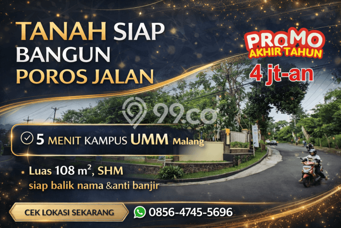 Tanah Dijual di Malang Seluas 99m2 Strategis Tanah Dijual di Malang Seluas 99m2 Strategis