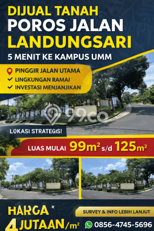 Tanah Kavling Dijual di Tlogomas, Malang dengan Luas Tanah 99m2 Tanah Kavling Dijual di Tlogomas, Malang dengan Luas Tanah 99m2