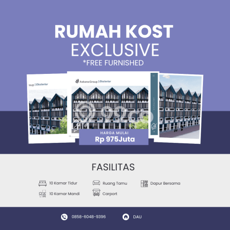 Unit Kost Dijual di Dau dengan 10 Kamar Tidur & Luas Bangunan 150m2 Unit Kost Dijual di Dau dengan 10 Kamar Tidur & Luas Bangunan 150m2