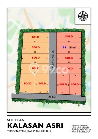 Tanah Kavling untuk Dijual di Berbah Sleman 119m2 Tanah Kavling untuk Dijual di Berbah Sleman 119m2